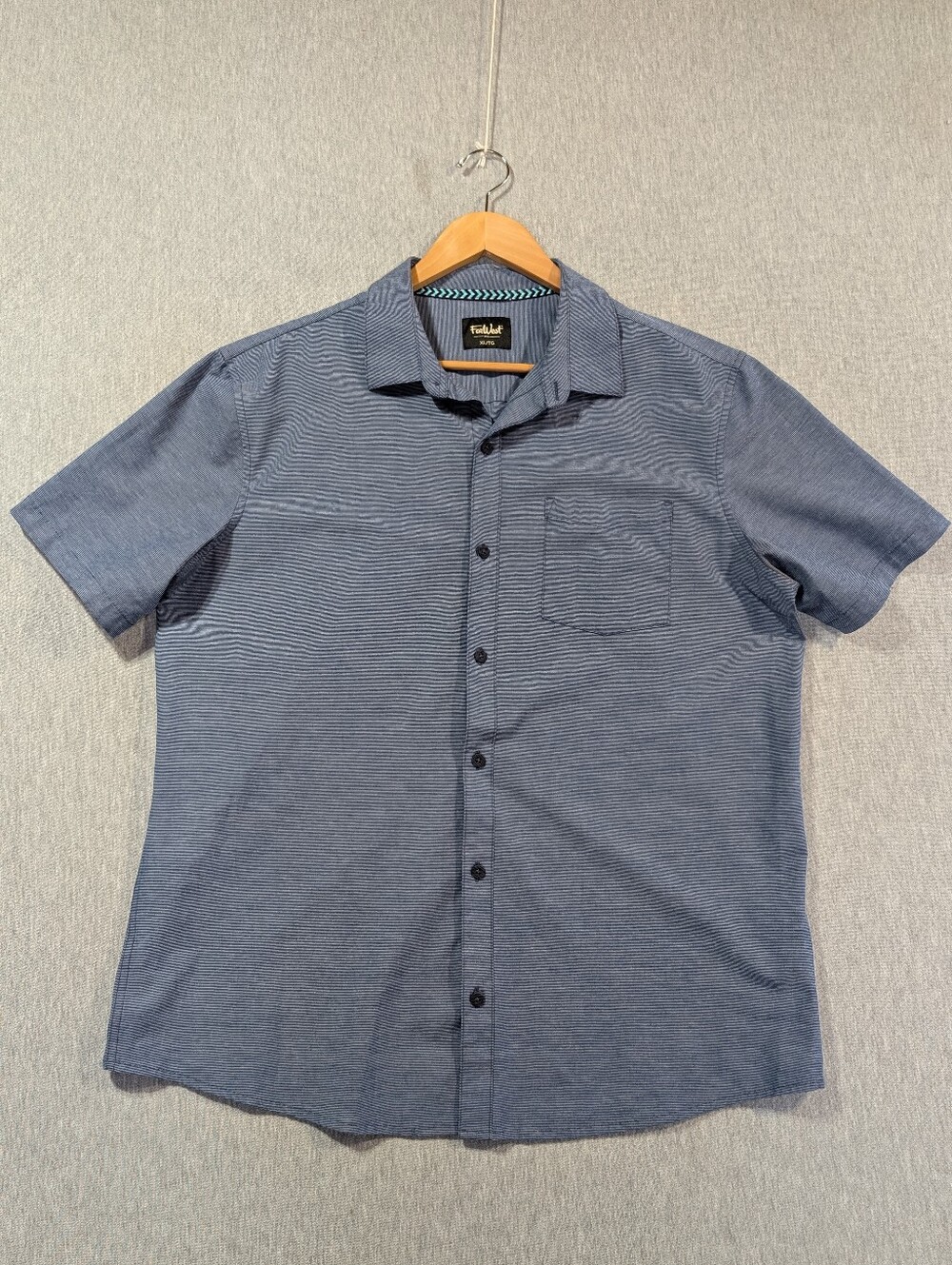 FarWest Button Up Shirt Men's XLT Blue Short Sleeve